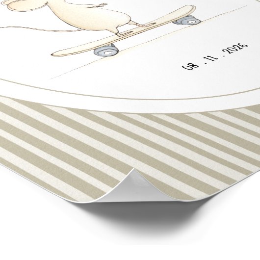 Custom Cute Mouse Nursery Name Date Poster ポスター (角)