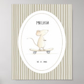 Custom Cute Mouse Nursery Name Date Poster ポスター (正面)