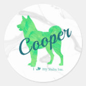 Custom Cute Pastel Green Color Shiba Inu – Dog ラウンドシール (正面)