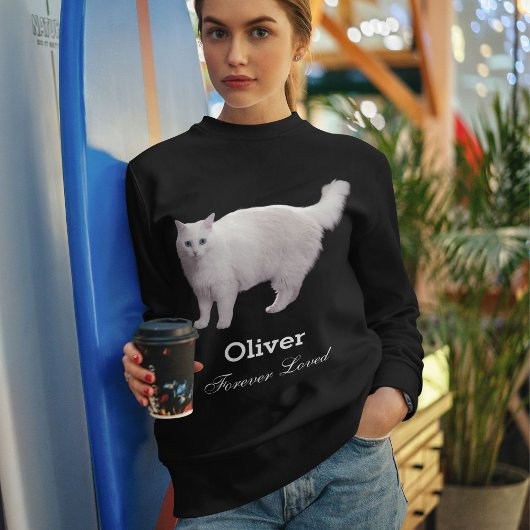 Custom Cute Pet Memorial Photo Name Cat Mom Black スウェットシャツ