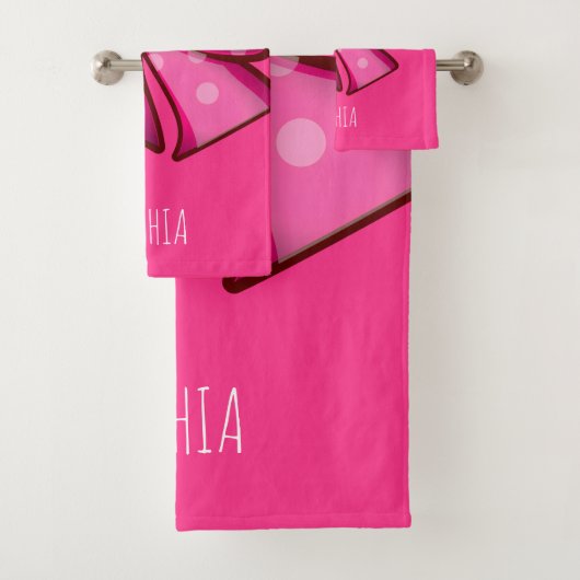 Custom Cute Pink Bow Coquette Girls  バスタオルセット (インサイチュ)