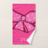 Custom Cute Pink Bow Coquette Girls  バスタオルセット (ハンドタオル)