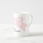 Custom Cute Pink Bow Girl Kids ボーンチャイナマグカップ (正面右)