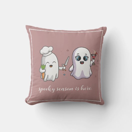 Custom Cute Pink Friendly Ghosts Spooky Season クッション (正面)