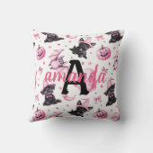 Custom Cute Pink Halloween Pattern With Black Dogs クッション (裏面)