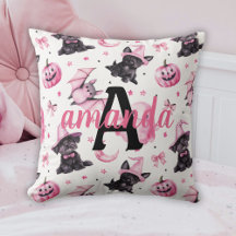 Custom Cute Pink Halloween Pattern With Black Dogs