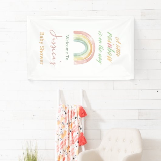 Custom Cute Rainbow Baby Shower Welcome 横断幕 (インサイチュ)