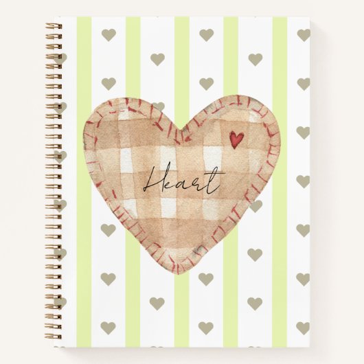 Custom cute script Lovely girly hearts Green ノートブック (正面)