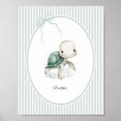 Custom Cute Turtle – Baby Shower Newborn Name Gift ポスター (正面)
