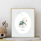 Custom Cute Turtle – Baby Shower Newborn Name Gift ポスター