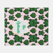 Custom Cute Turtle Leaves Seamless Pattern,  フリースブランケット (正面(横))