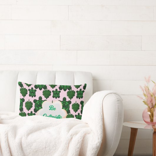 Custom Cute Turtle Leaves Seamless Pattern,  ランバークッション (ソファ)