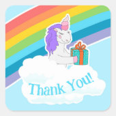 Custom Cute Unicorn Rainbow Thank You Sticker スクエアシール (正面)