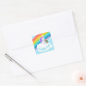 Custom Cute Unicorn Rainbow Thank You Sticker スクエアシール (封筒)