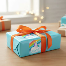 Custom Cute Unicorn Rainbow Thank You Sticker