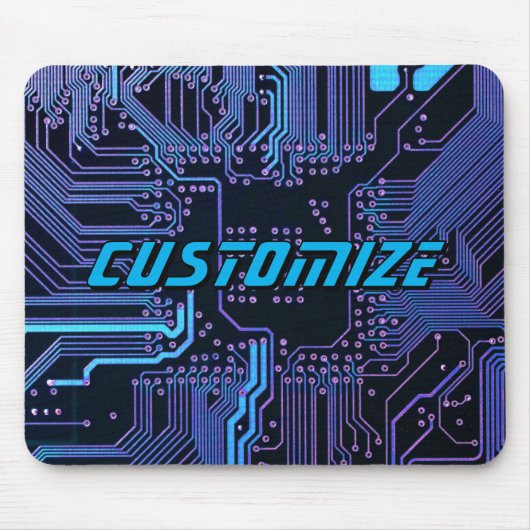 Custom Cyber Blue PCB Circuit Board Tech Art マウスパッド (正面)