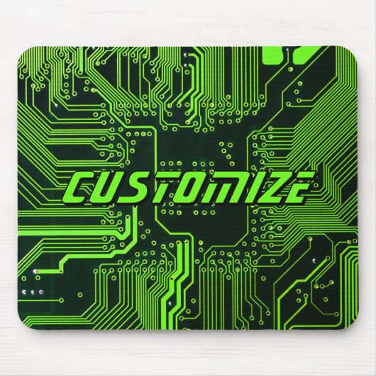 Custom Cyber Green PCB Circuit Board Tech Art マウスパッド (正面)
