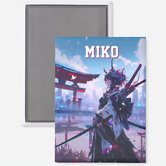 Custom Cyberpunk Anime Japanese Miko Torii Gate マグネット