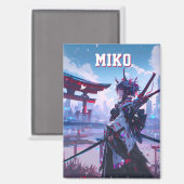 Custom Cyberpunk Anime Japanese Miko Torii Gate マグネット (正面/裏面)