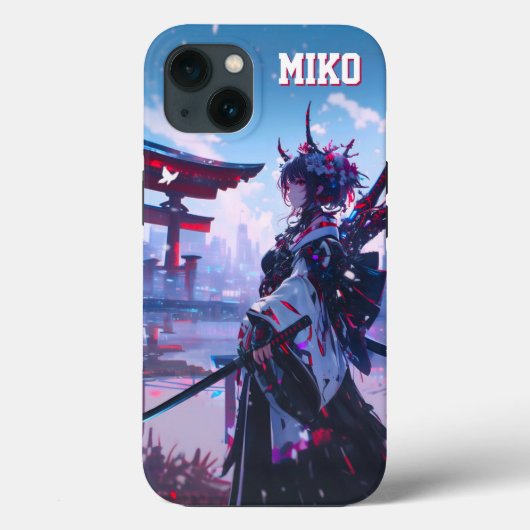 Custom Cyberpunk Anime Japanese Miko Torii Gate Case-Mate iPhoneケース (裏面)