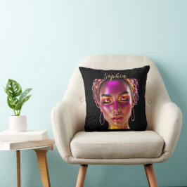 Custom Cyberpunk Queen Name Throw Pillow クッション