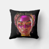 Custom Cyberpunk Queen Name Throw Pillow クッション (裏面)