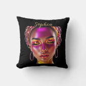 Custom Cyberpunk Queen Name Throw Pillow クッション (正面)
