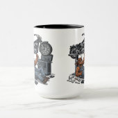 Custom Cycle Shop Bull Mechanic Professional Art マグカップ (中央)