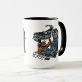 Custom Cycle Shop Bull Mechanic Professional Art マグカップ (正面右)