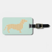 Custom Dachshund Luggage Tag - Cream Gingham ラゲッジタグ (正面横)