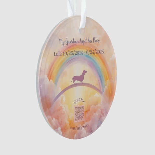 Custom Dachshund Rainbow Bridge Ornament オーナメント (正面)