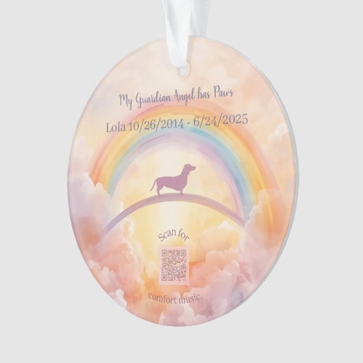 Custom Dachshund Rainbow Bridge Ornament オーナメント (正面)