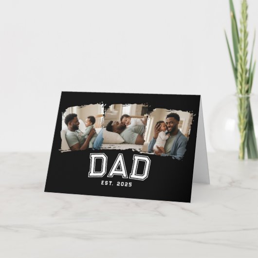 Custom Dad Established 1st Father's Day 3 Photo カード (正面)