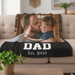 Custom Dad Established Black Modern Bold Text フリースブランケット