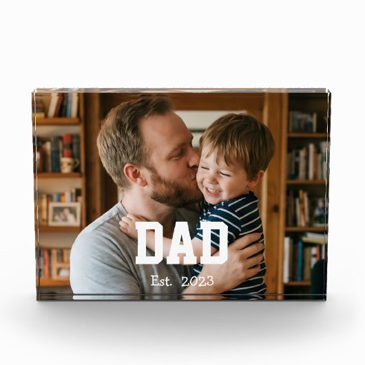 Custom Dad Established Modern Bold Text フォトブロック (正面)