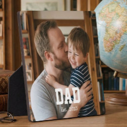 Custom Dad Established Modern Bold Text フォトプラーク
