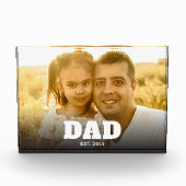 Custom Dad Established Modern Bold Text Photo フォトブロック (正面)