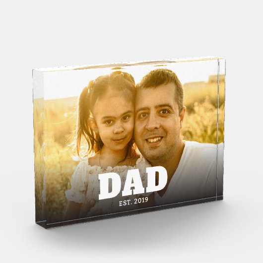 Custom Dad Established Modern Bold Text Photo フォトブロック (左)