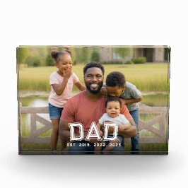 Custom Dad Established Modern Bold White Photo フォトブロック
