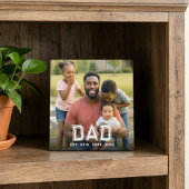 Custom Dad Established Modern Bold White Photo フォトプラーク