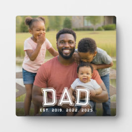 Custom Dad Established Modern Bold White Photo フォトプラーク