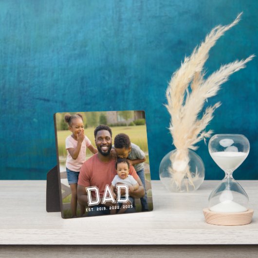 Custom Dad Established Modern Bold White Photo フォトプラーク (インサイチュ)