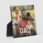 Custom Dad Established Modern Bold White Photo フォトプラーク (正面)