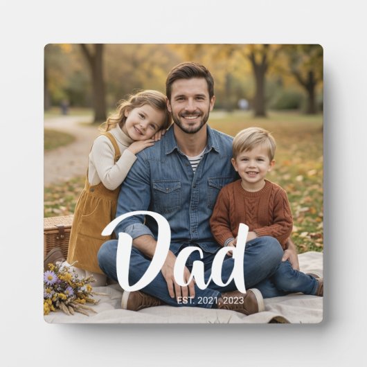 Custom Dad Established Modern Script Photo フォトプラーク (正面)