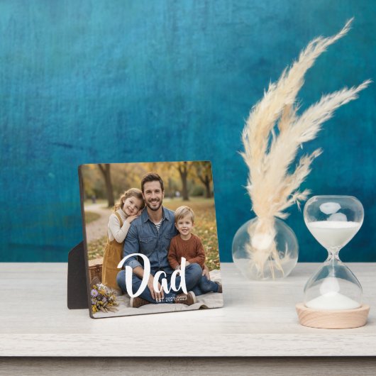 Custom Dad Established Modern Script Photo フォトプラーク (インサイチュ)