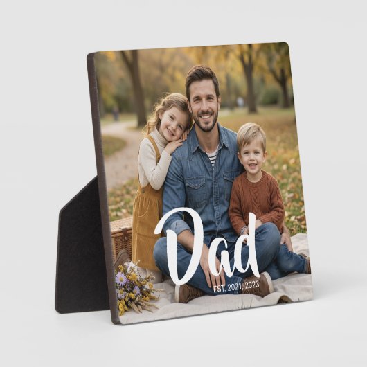 Custom Dad Established Modern Script Photo フォトプラーク (正面)