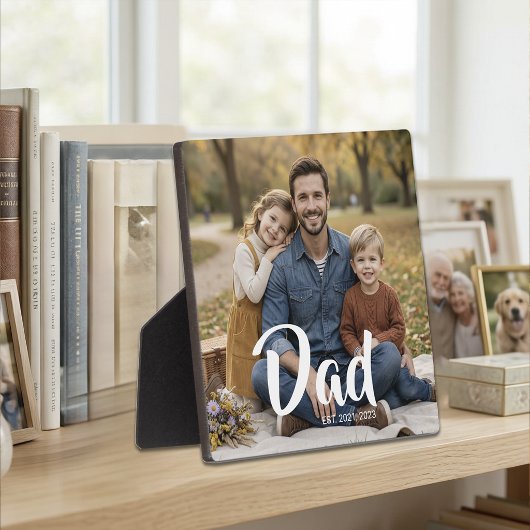 Custom Dad Established Modern Script Photo フォトプラーク