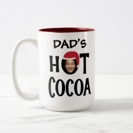 Custom Dad Face & Name Hot Cocoa Christmas ツートーンマグカップ