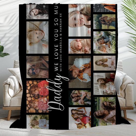 Custom Daddy 18 Photo Collage フリースブランケット