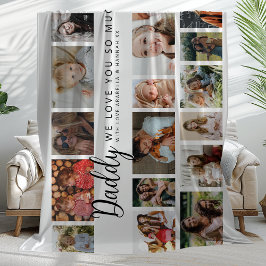 Custom Daddy 18 Photo Collage フリースブランケット